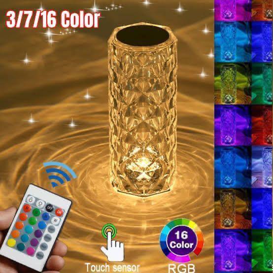 Rechargeable 16 Colors RGB Rose LED Night Light Color Changing Crystal Touch Table Lamp For Bedroom Nightstand |echo freindly night dim light lamp