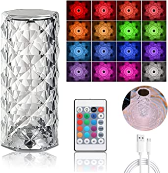 Rechargeable 16 Colors RGB Rose LED Night Light Color Changing Crystal Touch Table Lamp For Bedroom Nightstand |echo freindly night dim light lamp