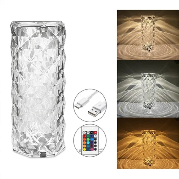 Rechargeable 16 Colors RGB Rose LED Night Light Color Changing Crystal Touch Table Lamp For Bedroom Nightstand |echo freindly night dim light lamp