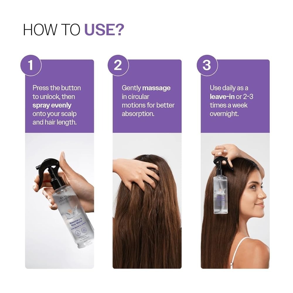 Rosemary & Rice Water Hair Growth Spray 200ml | Anti Hair Fall, Hair Thickening & Strengthening Spray
