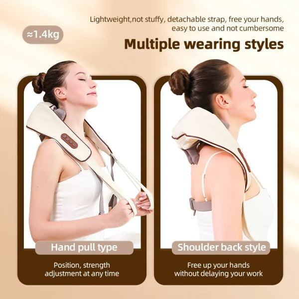 Wireless Rechargeable electric Neck & Shoulder Massager | Relaxing Neck & Back Massage Pillow
