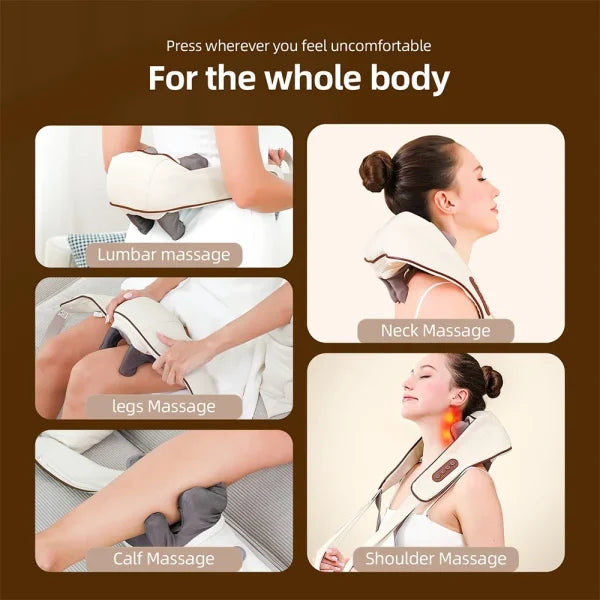 Wireless Rechargeable electric Neck & Shoulder Massager | Relaxing Neck & Back Massage Pillow