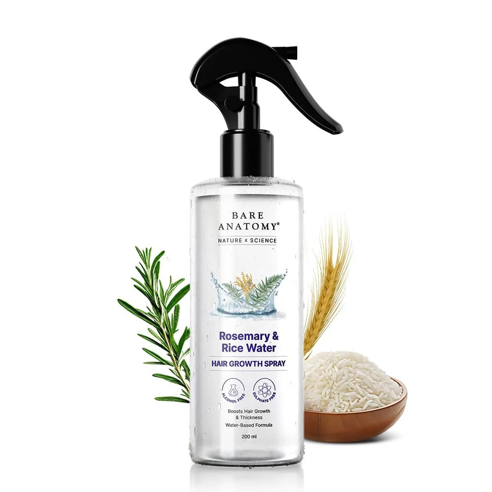 Rosemary & Rice Water Hair Growth Spray 200ml | Anti Hair Fall, Hair Thickening & Strengthening Spray